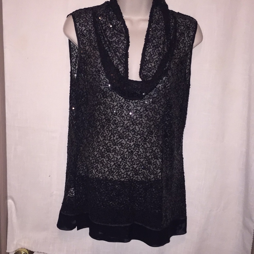 Calvin Klein sequined black top.  Size 6
